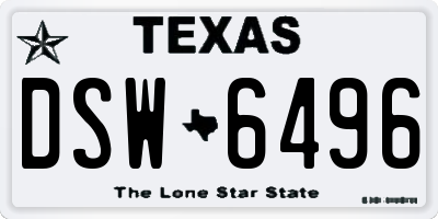 TX license plate DSW6496