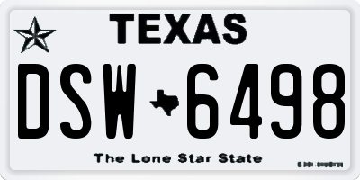 TX license plate DSW6498