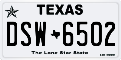 TX license plate DSW6502