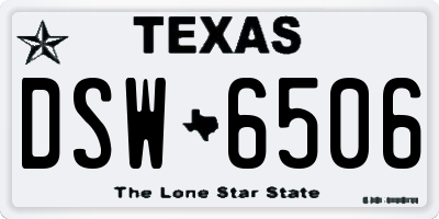 TX license plate DSW6506