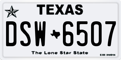 TX license plate DSW6507