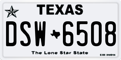 TX license plate DSW6508