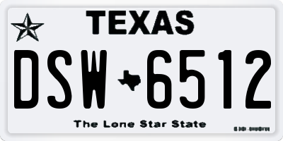 TX license plate DSW6512