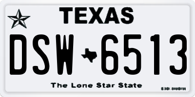 TX license plate DSW6513