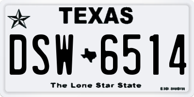 TX license plate DSW6514