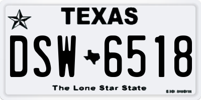 TX license plate DSW6518