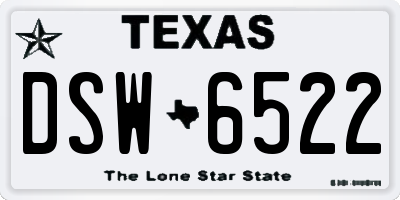 TX license plate DSW6522