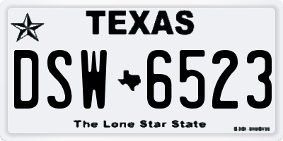 TX license plate DSW6523