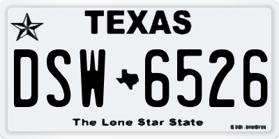 TX license plate DSW6526