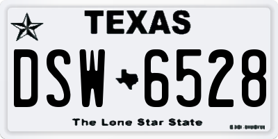 TX license plate DSW6528