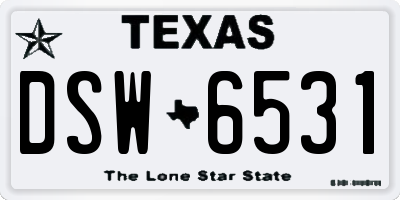 TX license plate DSW6531