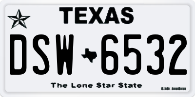 TX license plate DSW6532