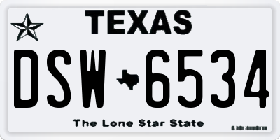 TX license plate DSW6534