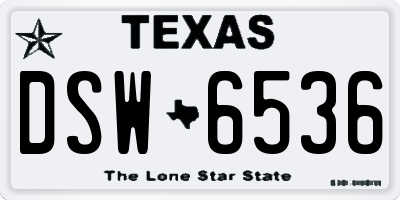 TX license plate DSW6536