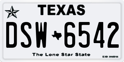 TX license plate DSW6542