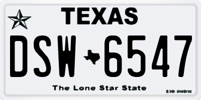 TX license plate DSW6547