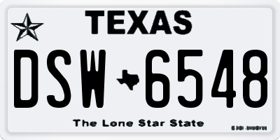 TX license plate DSW6548