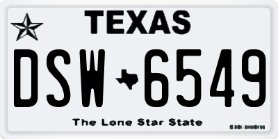 TX license plate DSW6549