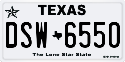 TX license plate DSW6550
