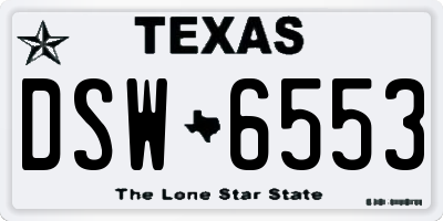 TX license plate DSW6553