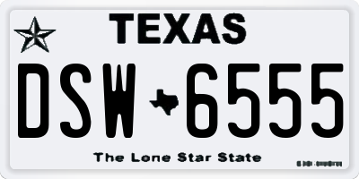 TX license plate DSW6555