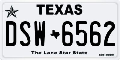 TX license plate DSW6562