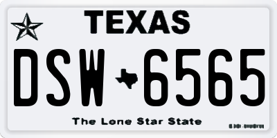 TX license plate DSW6565