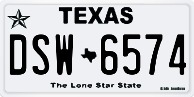 TX license plate DSW6574