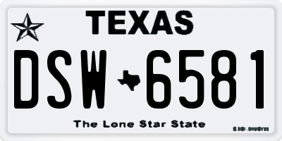 TX license plate DSW6581
