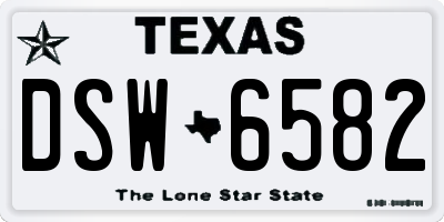 TX license plate DSW6582