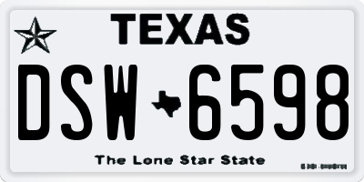 TX license plate DSW6598