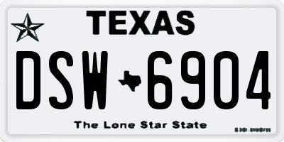 TX license plate DSW6904