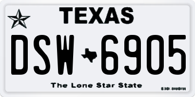 TX license plate DSW6905