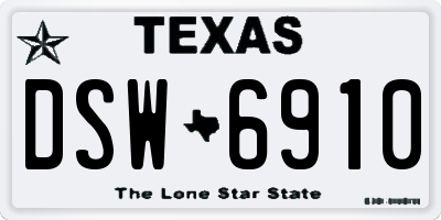 TX license plate DSW6910