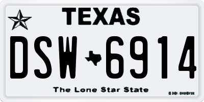 TX license plate DSW6914