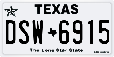 TX license plate DSW6915