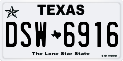 TX license plate DSW6916