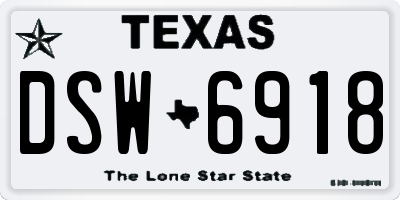 TX license plate DSW6918
