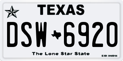 TX license plate DSW6920