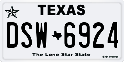 TX license plate DSW6924