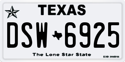 TX license plate DSW6925