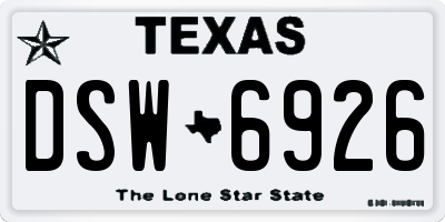 TX license plate DSW6926