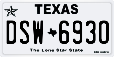 TX license plate DSW6930