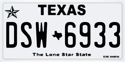 TX license plate DSW6933