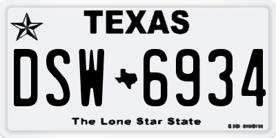 TX license plate DSW6934