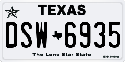 TX license plate DSW6935