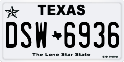 TX license plate DSW6936