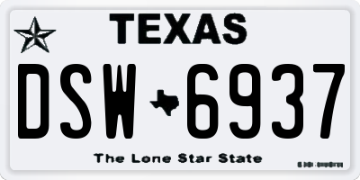 TX license plate DSW6937