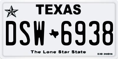 TX license plate DSW6938