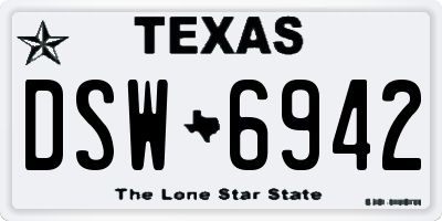 TX license plate DSW6942